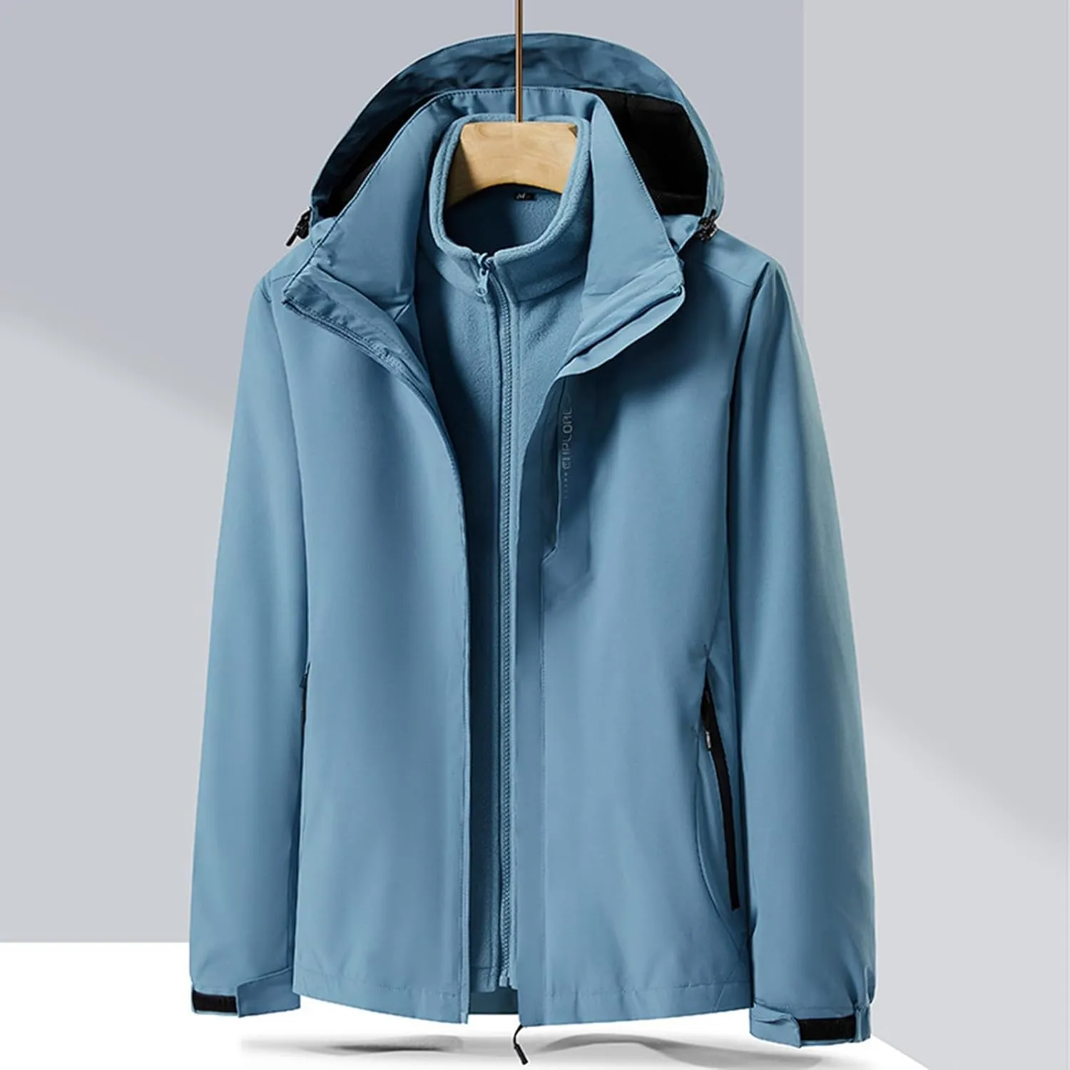 Mens 2024 Winter Trench Coats Stylish Full Zip Up Windbreaker Jackets Plus Size Windproof Outdoor Hiking Travel Overcoats