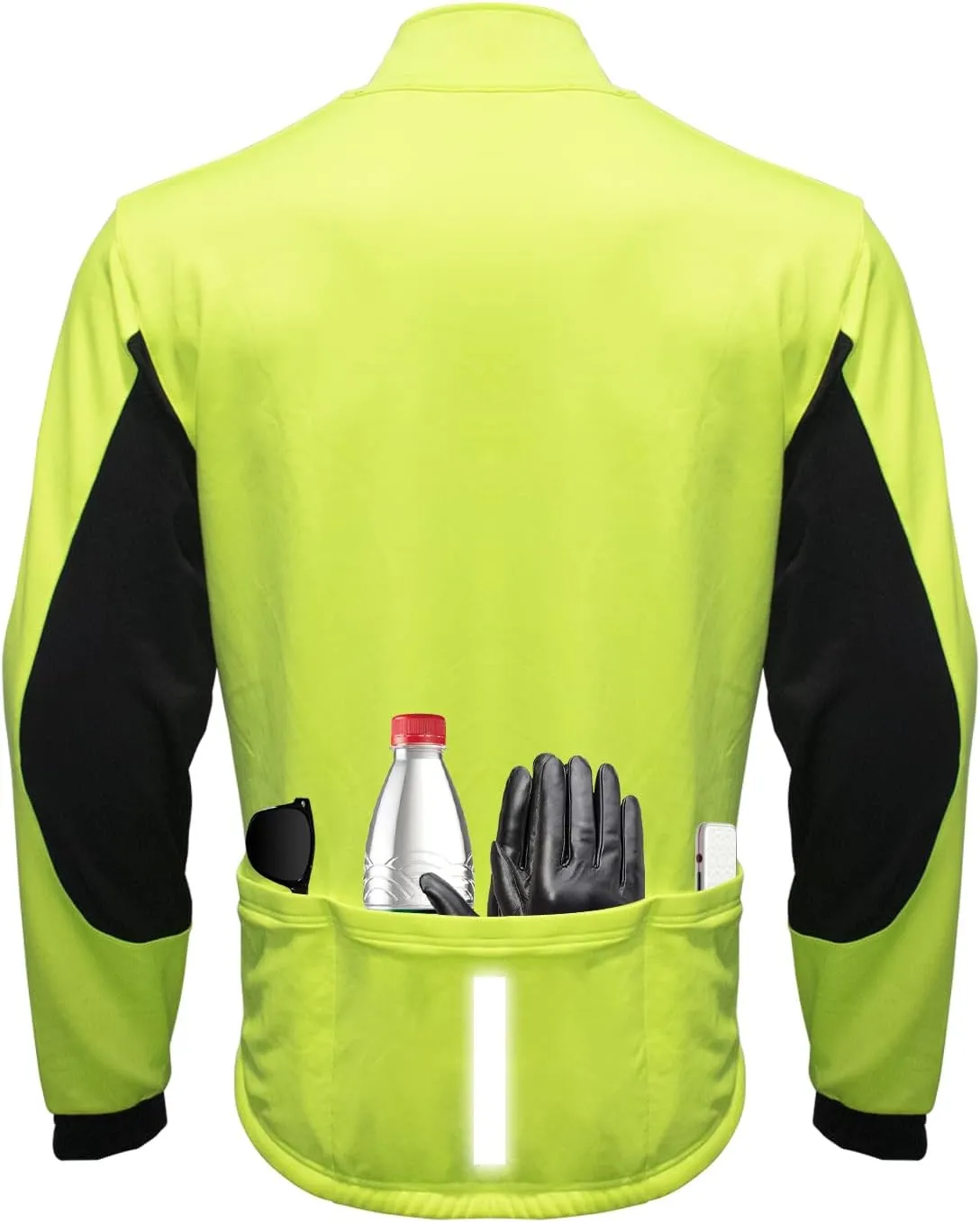 Men's Cycling Bike Jacket Winter Windproof Thermal Softshell Jacket Warm Fleece Reflective Running Jacket