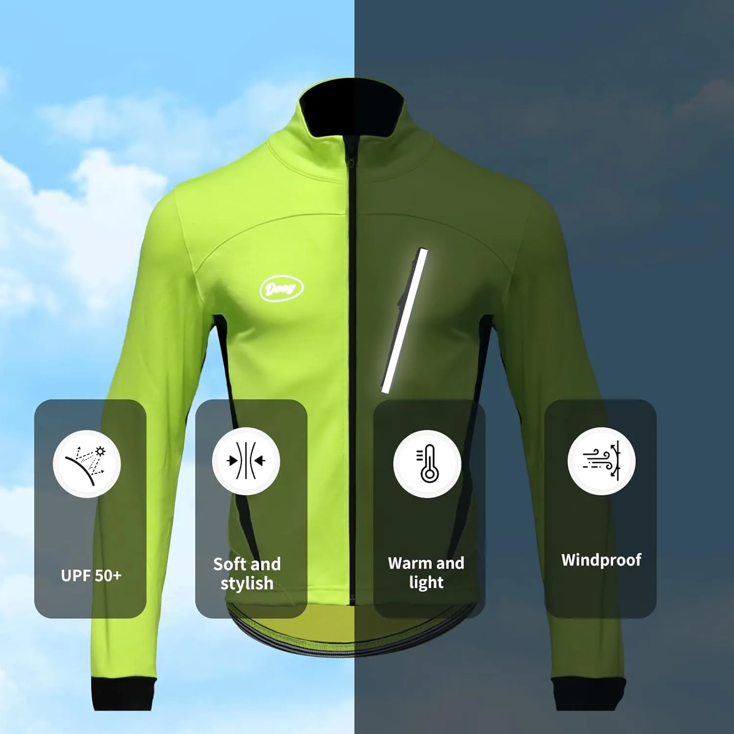 Men's Cycling Bike Jacket Winter Windproof Thermal Softshell Jacket Warm Fleece Reflective Running Jacket