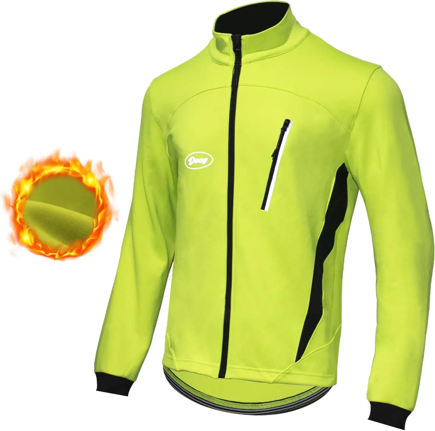 Men's Cycling Bike Jacket Winter Windproof Thermal Softshell Jacket Warm Fleece Reflective Running Jacket