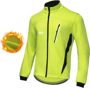Men's Cycling Bike Jacket Winter Windproof Thermal Softshell Jacket Warm Fleece Reflective Running Jacket