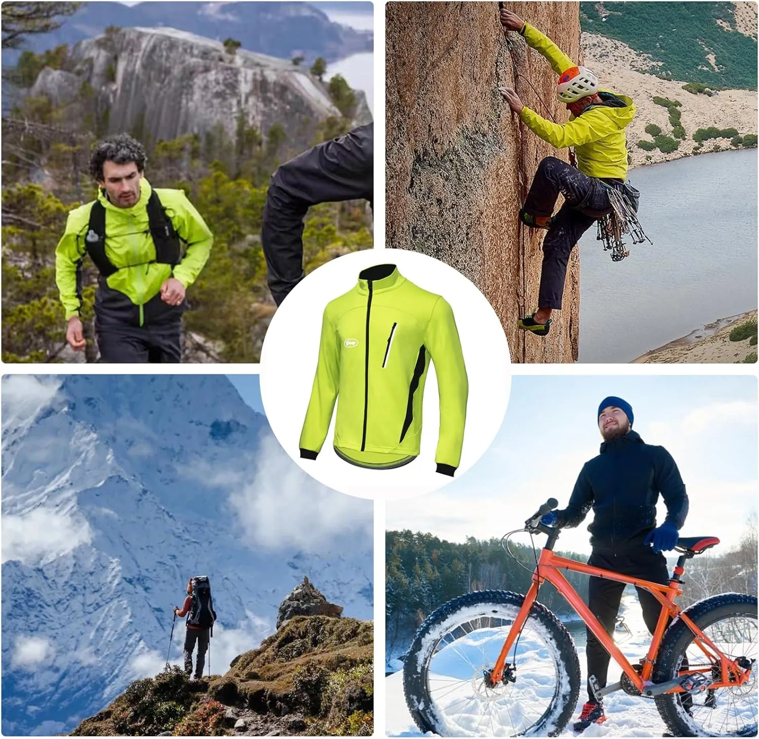 Men's Cycling Bike Jacket Winter Windproof Thermal Softshell Jacket Warm Fleece Reflective Running Jacket