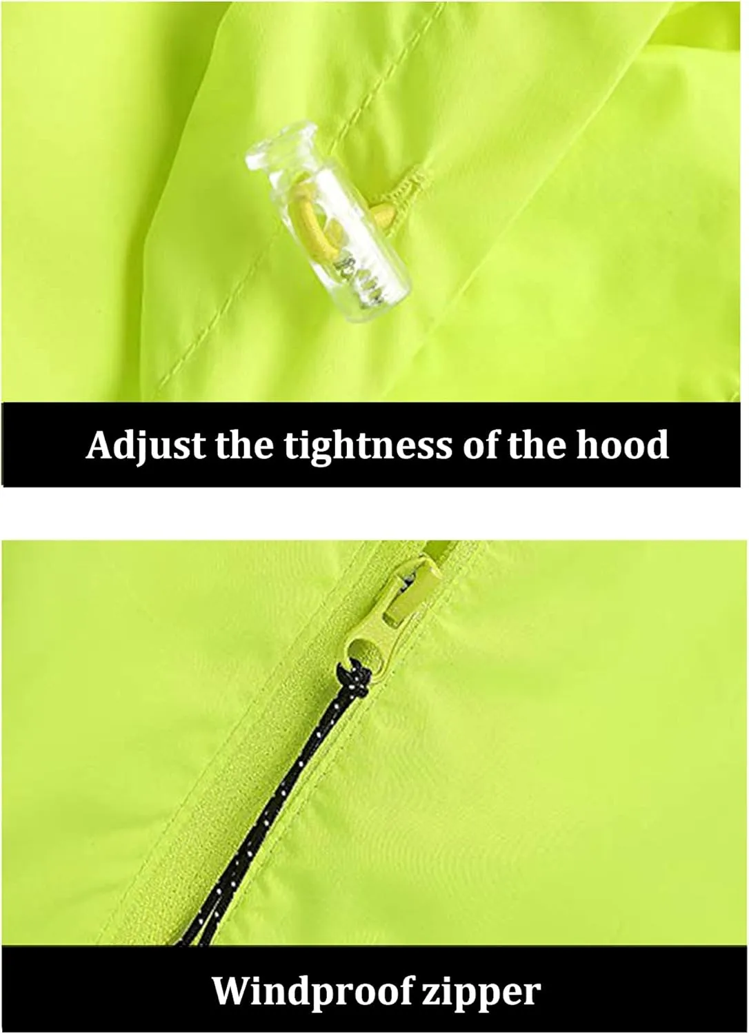 Men's Cycling Jacket Lightweight Windproof Waterproof Hooded Running Rain Jacket with Removable Sleeve