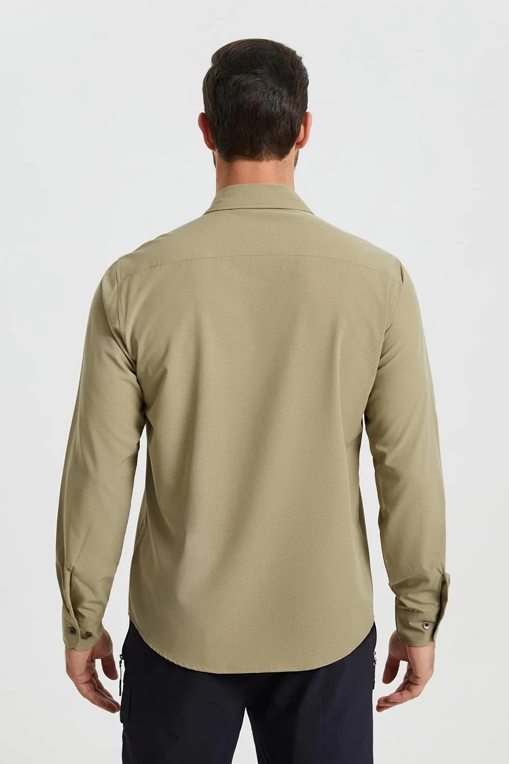 Mens Fishing Shirts Long Sleeve UPF 50  Sun Protection Quick Dry Cooling Hiking Travel Button Down Shirt Roll Up Sleeve