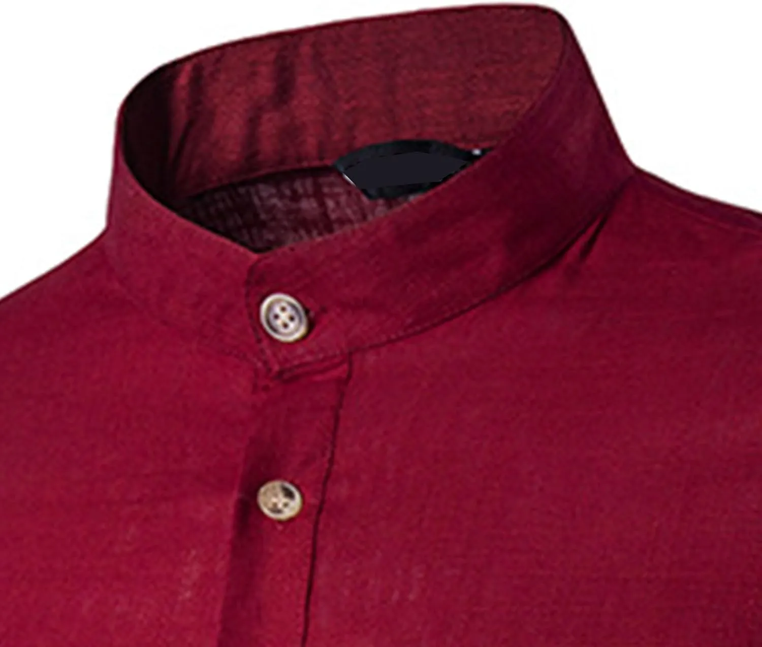 Men's Henley Linen Long Sleeve Shirts Casual Button-Down Shirts Roll-Up Slim Fit Tee Top