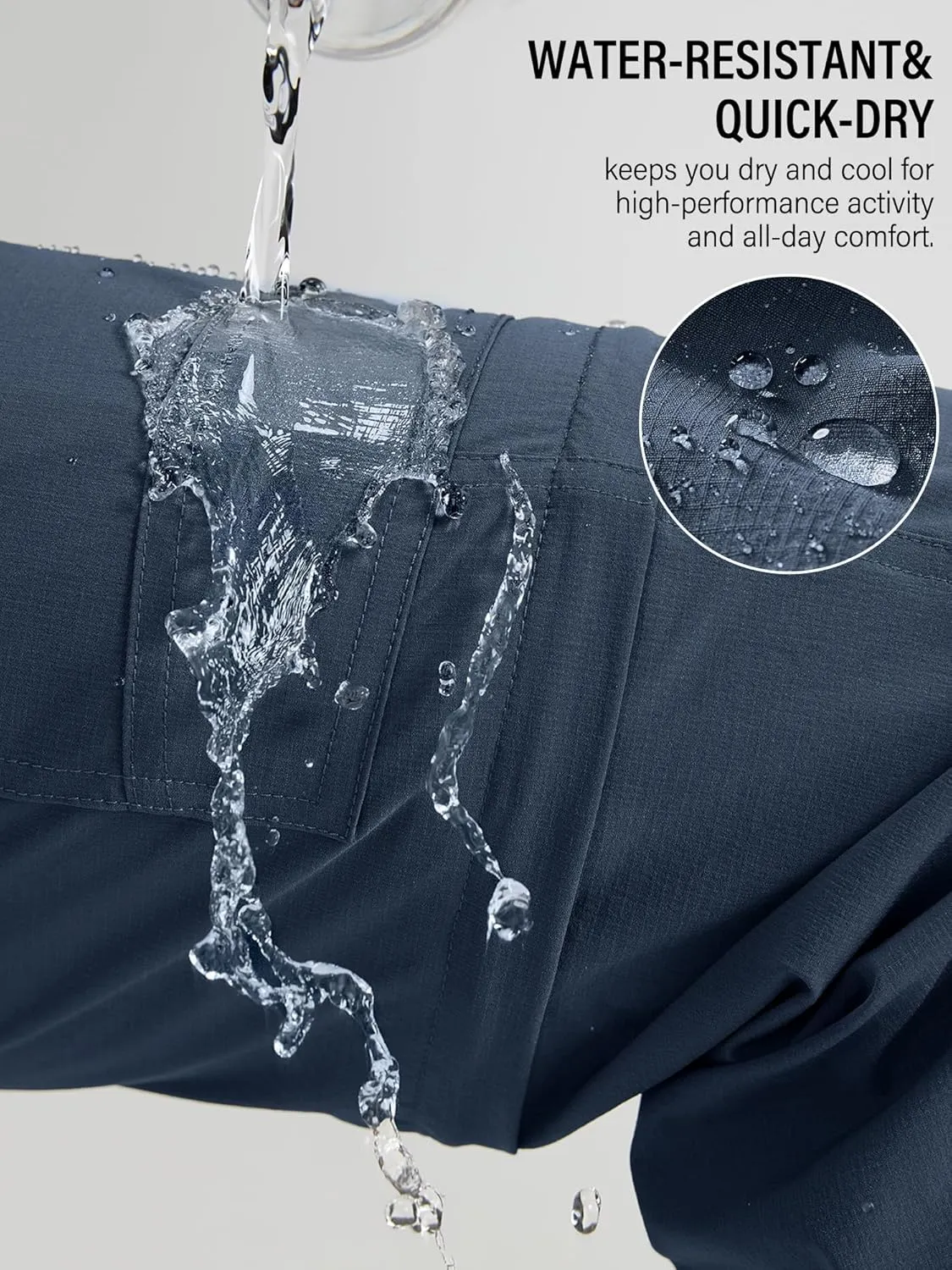 Mens Hiking Pants Convertible Outdoor Waterproof Quick Dry Zip Off Lightweight Travel Fishing Boy Scout Pants