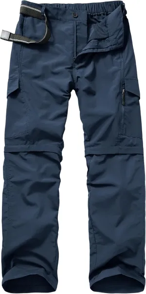 Mens Hiking Pants Convertible Outdoor Waterproof Quick Dry Zip Off Lightweight Travel Fishing Boy Scout Pants