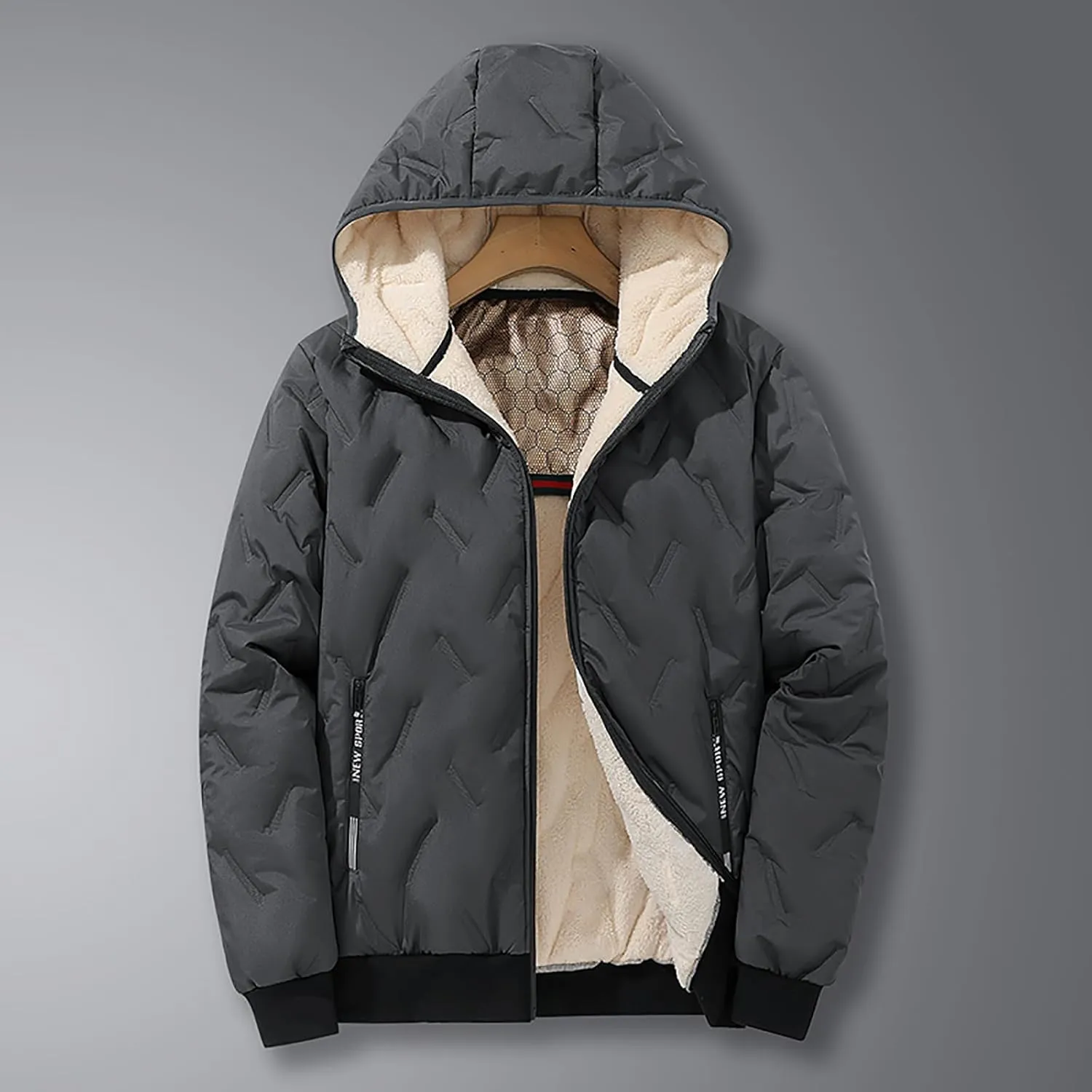Men's Hoodie Fleece Jacket Zip Up Water Repellent Windproof Warm Winter Coat Outdoor Snowboard Jackets