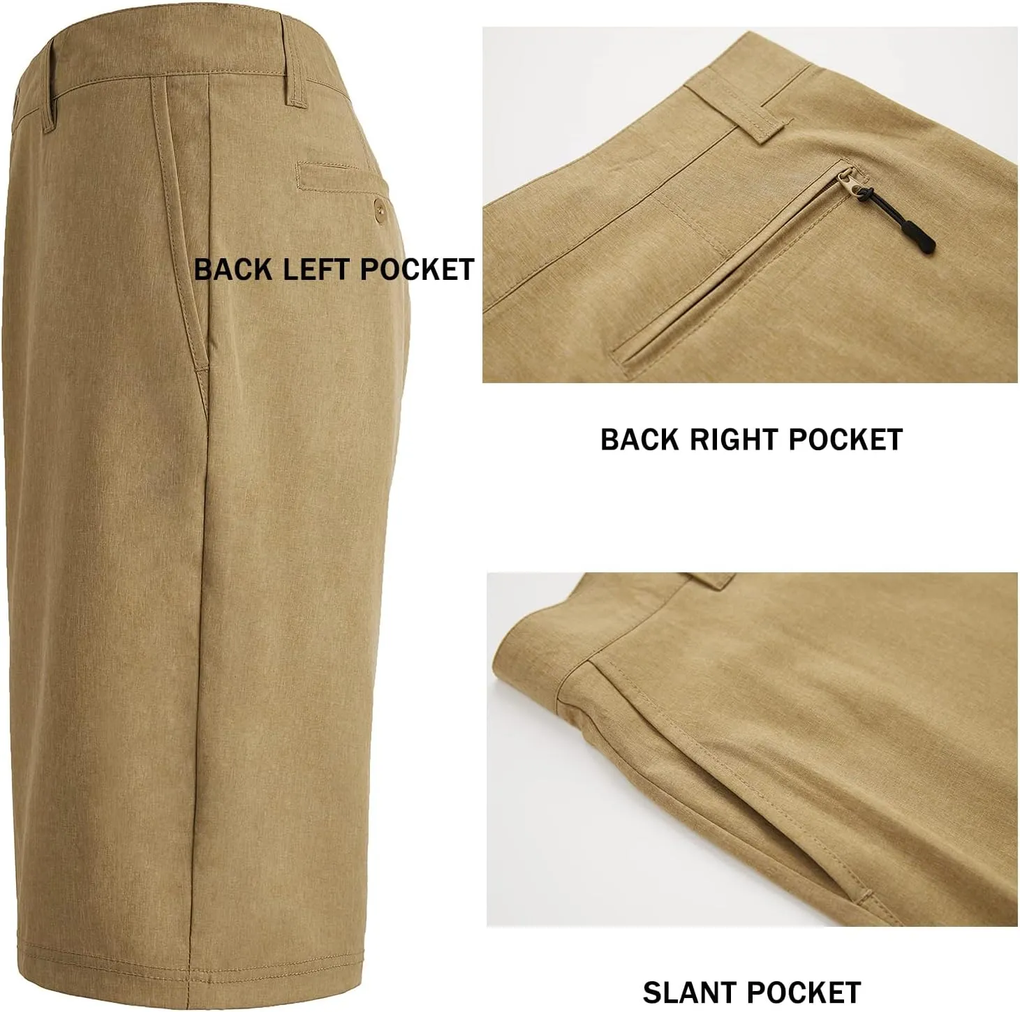 Men’s Hybrid Shorts Chino Golf Athletic Casual Quick Dry Walk Boardshort