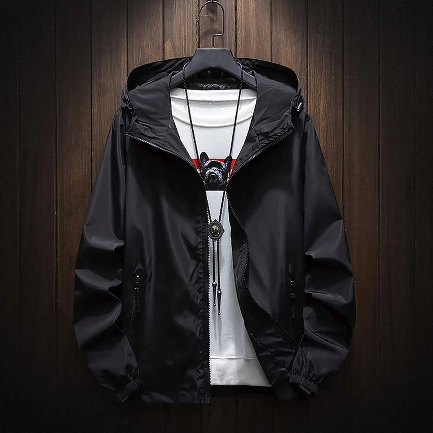 Men's Jacket Winter Rain Plus Size Jacket Windbreaker Lightweight Shell Raincoat With Hood For Golf Hiking Travel, M-7XL