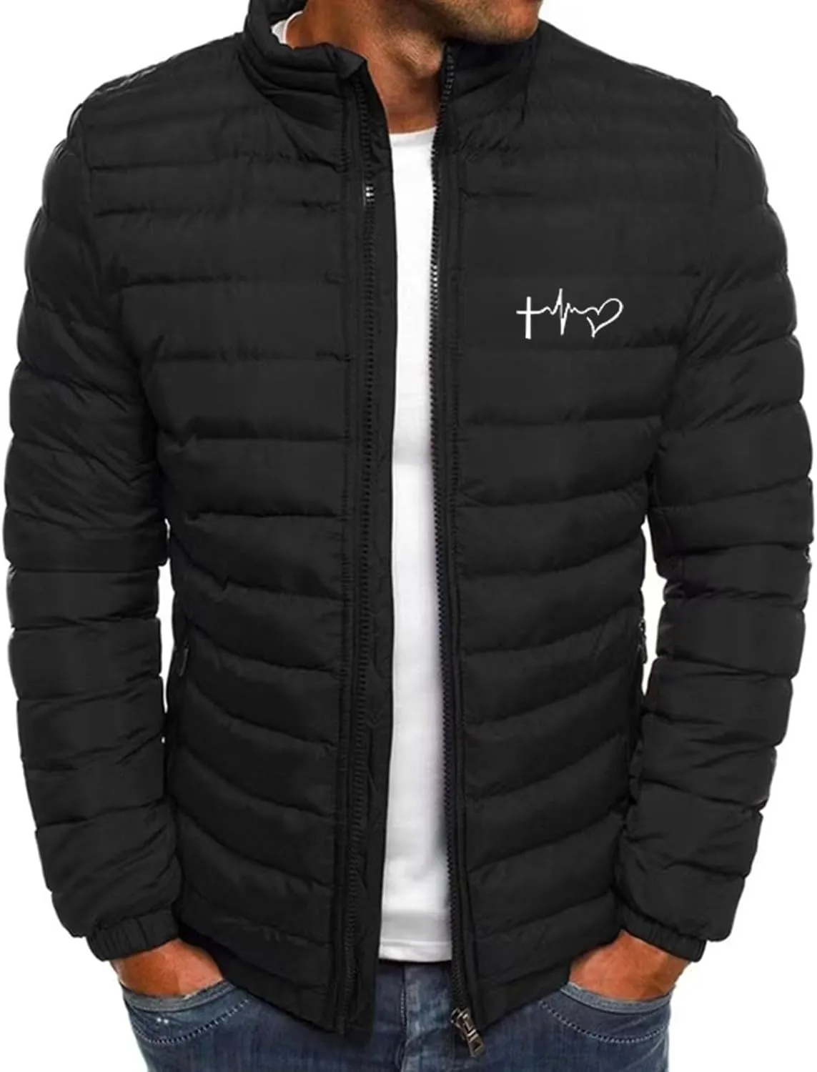 Mens Jackets Packable Stand Collar Puffer Waterproof Jacket for Men Lightweight Outdoor Travel Coat Casual Trendy