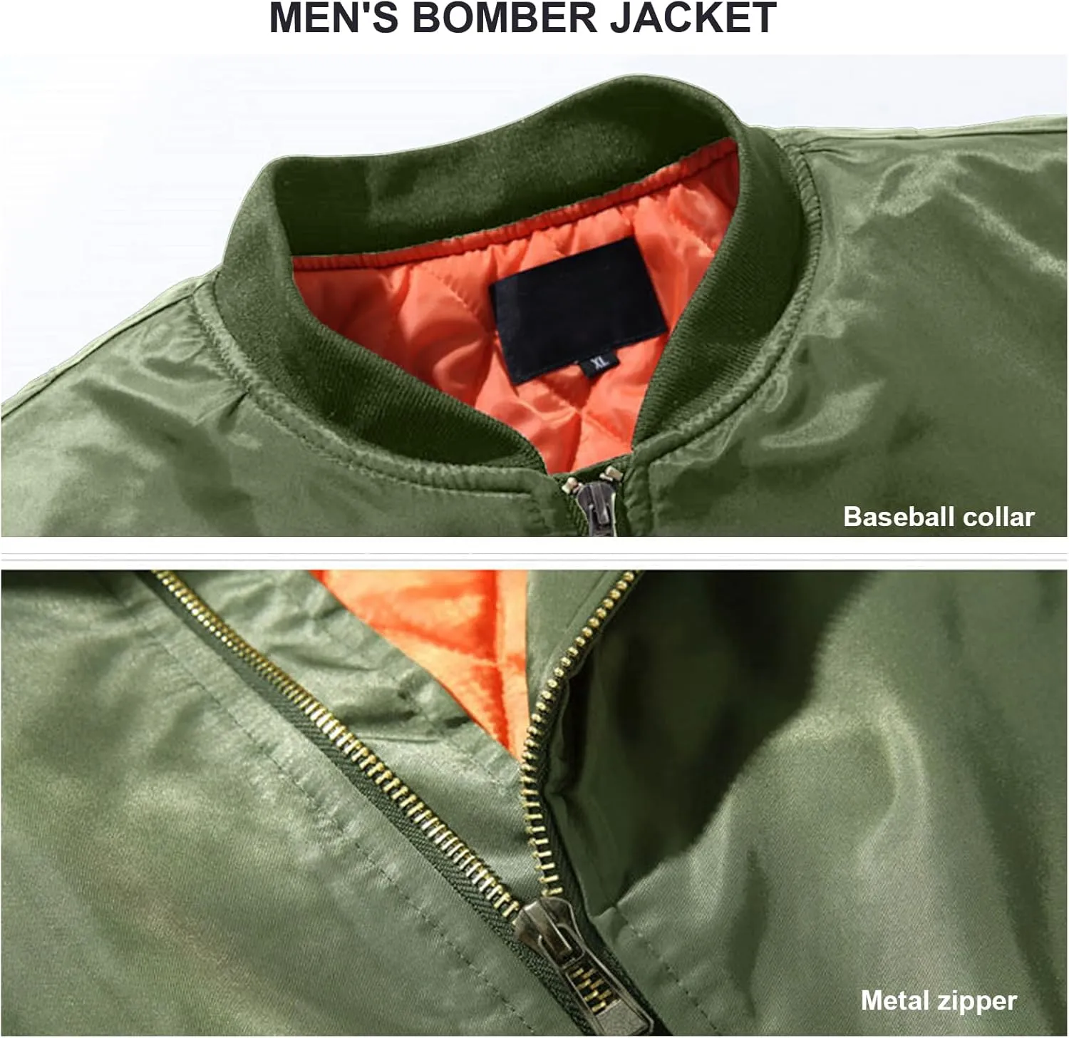 Men's Lightweight Bomber Jacket Casual Windproof Baseball Jacket Windbreaker