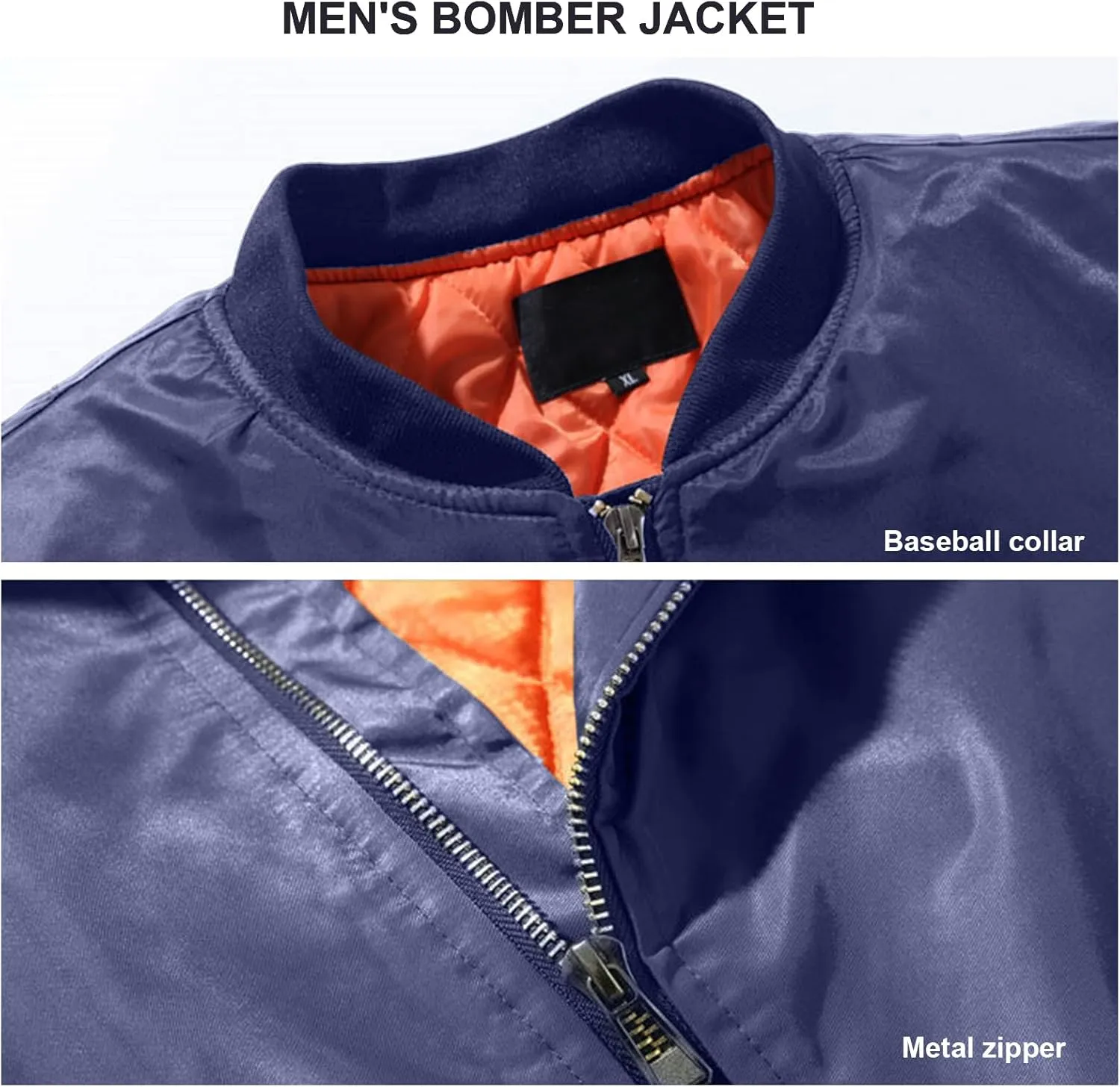 Men's Lightweight Bomber Jacket Casual Windproof Baseball Jacket Windbreaker