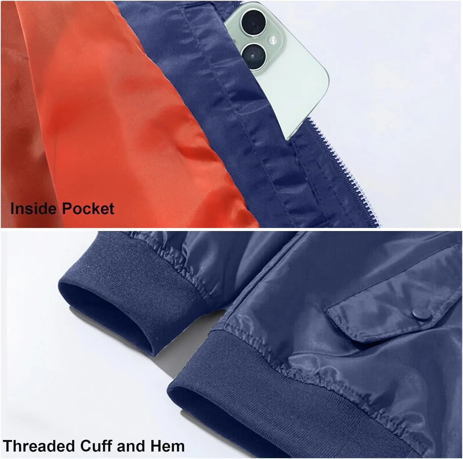 Men's Lightweight Bomber Jacket Casual Windproof Baseball Jacket Windbreaker