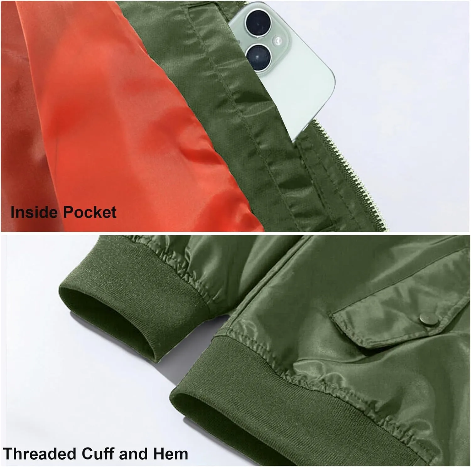 Men's Lightweight Bomber Jacket Casual Windproof Baseball Jacket Windbreaker