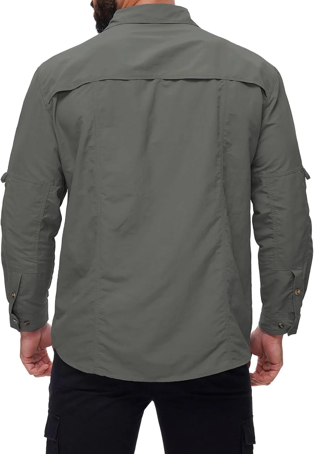 Mens Long Sleeve Fishing Shirts Sun Protection Work Safari Cooling Shirts for Men Traveling Hiking Camping Quick Dry