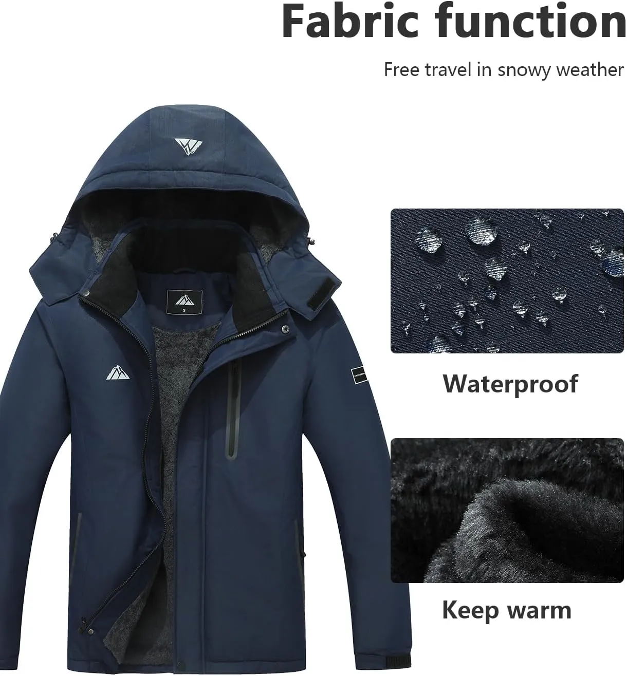 Men's Mountain Ski Jacket Warm Winter Snow Coat Waterproof Snowboarding Jacket Outdoor Windbreaker Hooded for Hiking