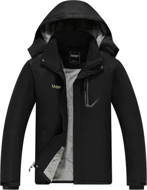 Men's Mountain Waterproof Ski Jacket Windproof Rain Jacket Fleece Snow Winter Coat