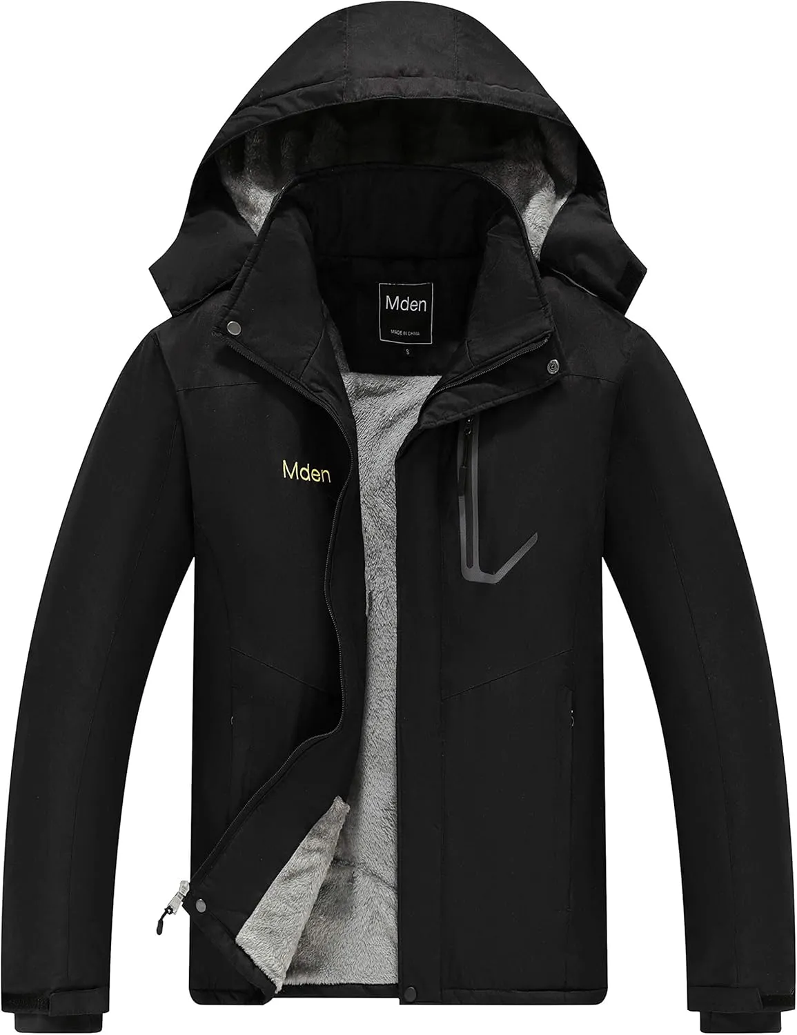 Men's Mountain Waterproof Ski Jacket Windproof Rain Jacket Fleece Snow Winter Coat