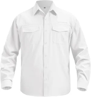 Mens Safari Sun Shirts UPF 50  UV Sun Protection Long Sleeve Outdoor Quick Dry Fishing Hiking Gardening Shirts