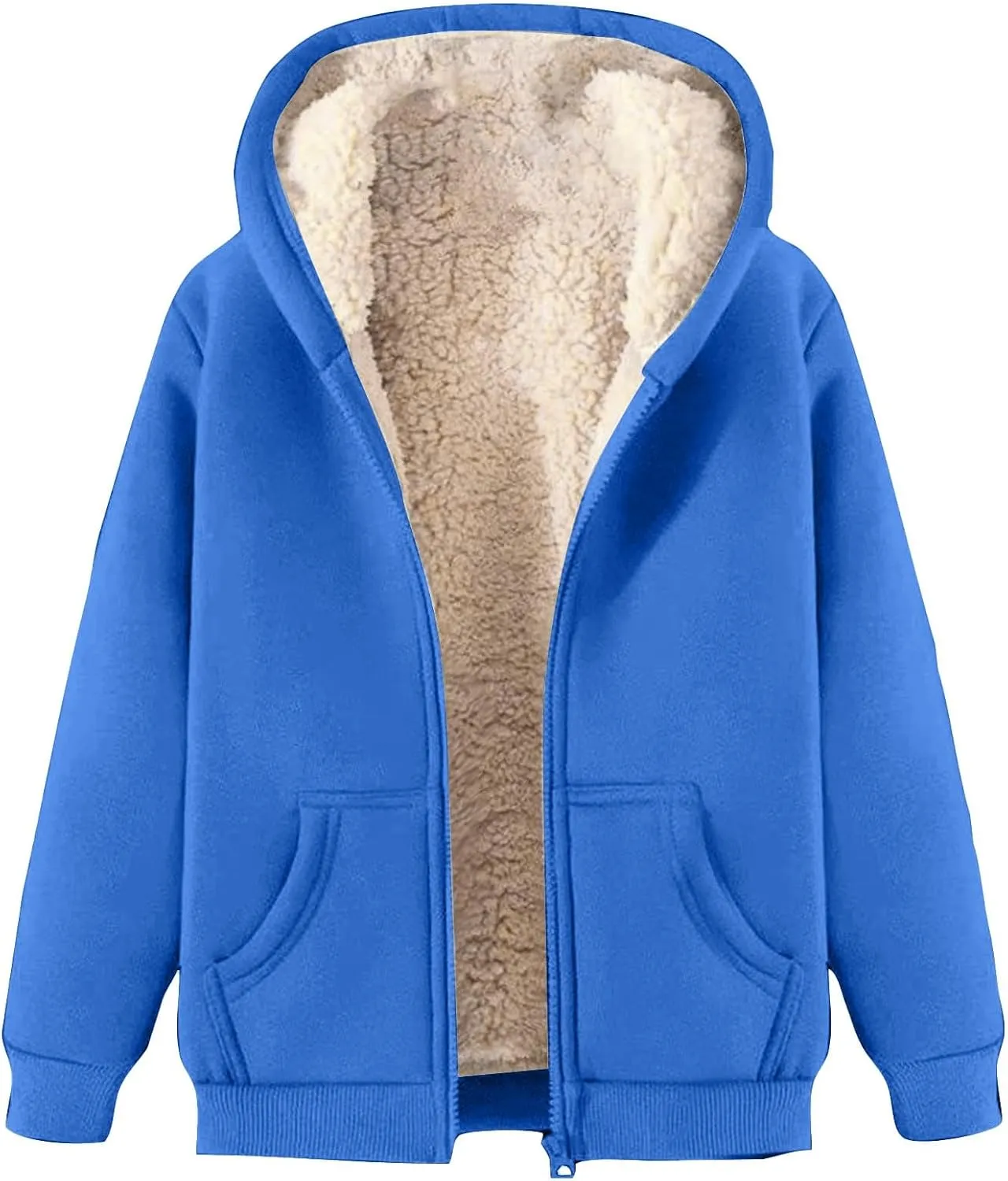 Men's Sherpa Zip Up Warm Hoodies Fleece Lined Jacket with Hood Sweatshirt Fall Winter Zipper Sweater Hooded Coats