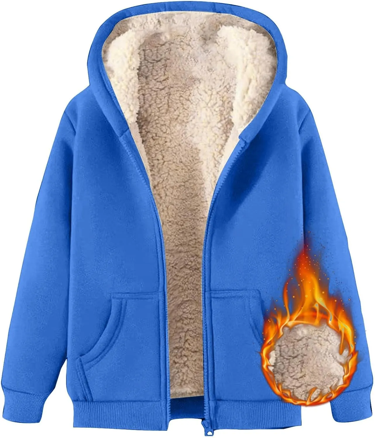 Men's Sherpa Zip Up Warm Hoodies Fleece Lined Jacket with Hood Sweatshirt Fall Winter Zipper Sweater Hooded Coats