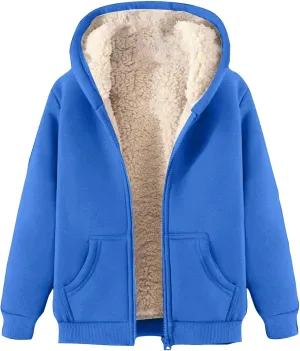 Men's Sherpa Zip Up Warm Hoodies Fleece Lined Jacket with Hood Sweatshirt Fall Winter Zipper Sweater Hooded Coats