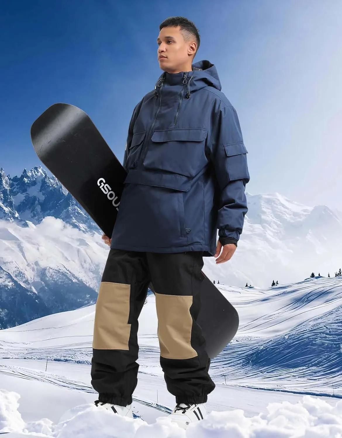 Mens Snowboard Jacket Ski Pullover Coat Warm Waterproof Windproof Men Snowboarding Jacket Winter Sports