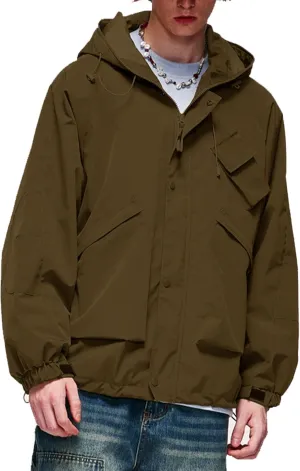 Men's SoftShell Jacket Lightweight Soft Shell Water proof Windproof Outdoor Hooded Zip Hiking Rain Coat Size S to 2XL