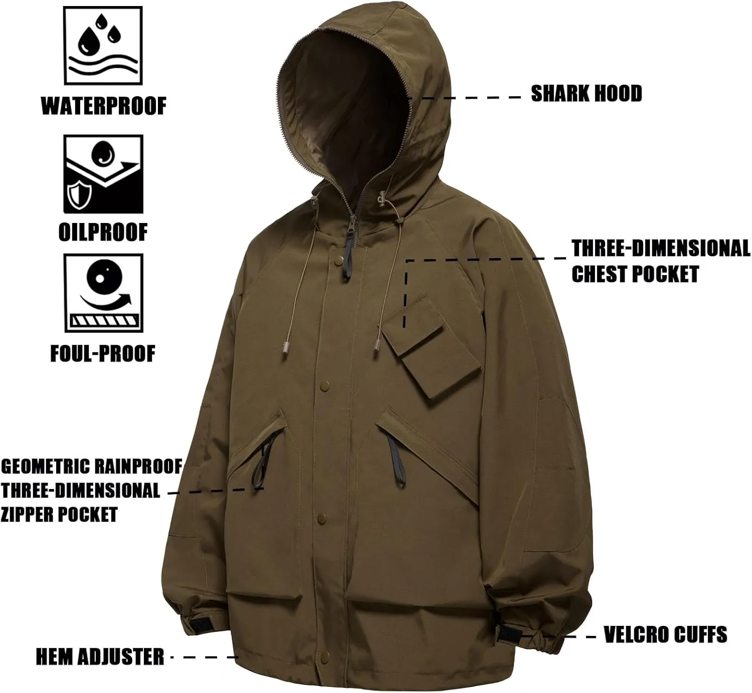 Men's SoftShell Jacket Lightweight Soft Shell Water proof Windproof Outdoor Hooded Zip Hiking Rain Coat Size S to 2XL