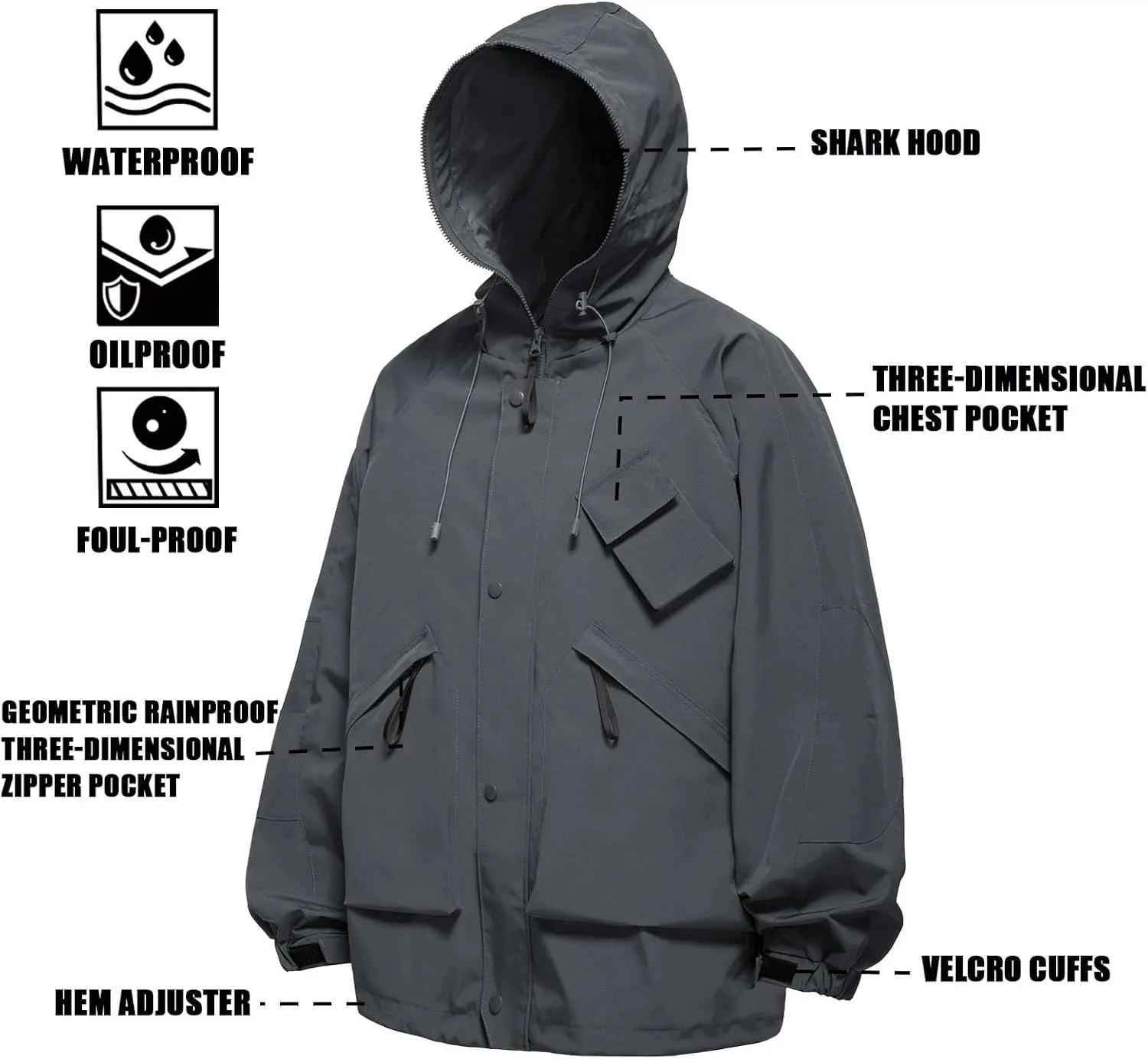 Men's SoftShell Jacket Lightweight Soft Shell Water proof Windproof Outdoor Hooded Zip Hiking Rain Coat Size S to 2XL
