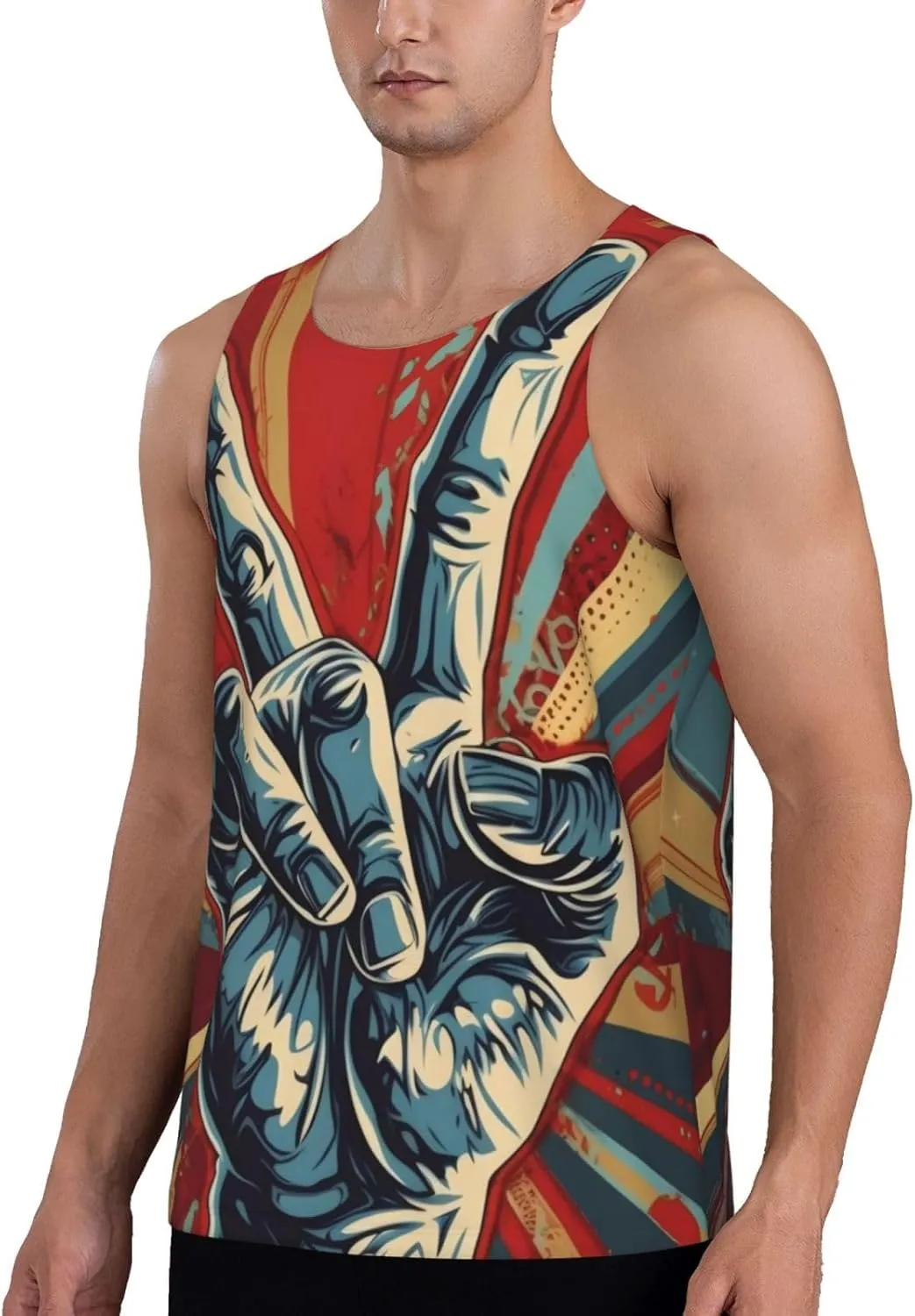 Mens Vests Gym Tank Tops Rock and Roll,Quick Dry Workout Bodybuilding Sleeveless T Shirts Running Vest