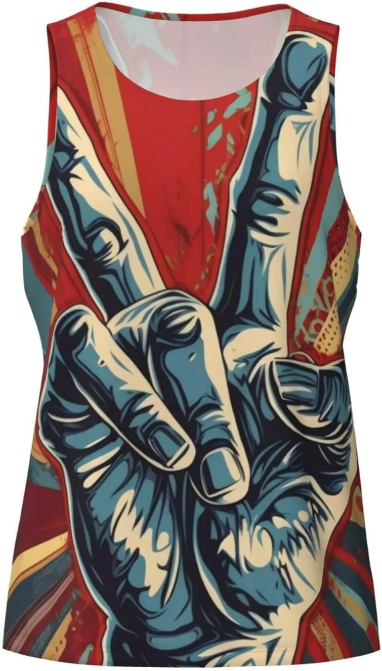 Mens Vests Gym Tank Tops Rock and Roll,Quick Dry Workout Bodybuilding Sleeveless T Shirts Running Vest