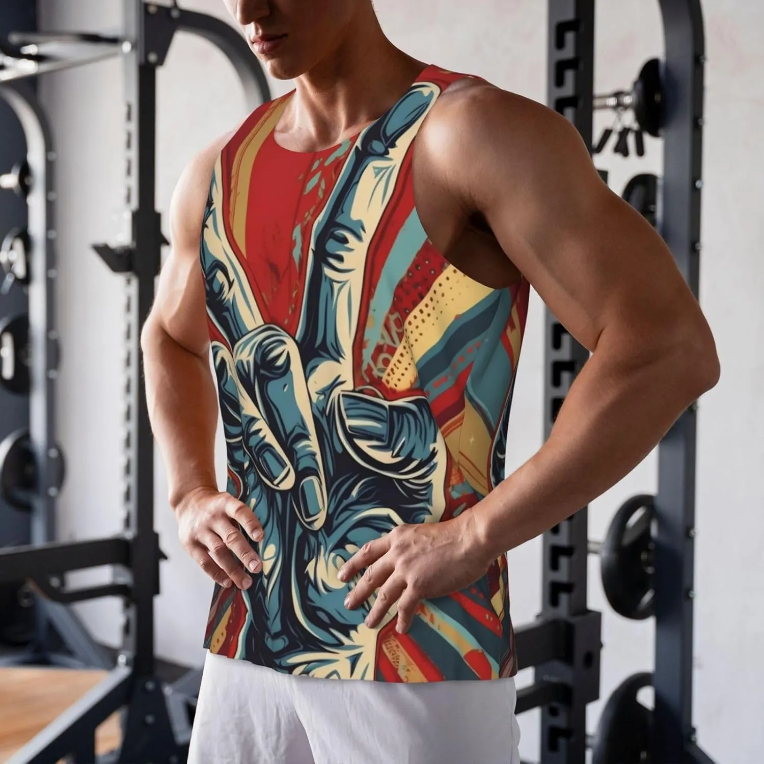 Mens Vests Gym Tank Tops Rock and Roll,Quick Dry Workout Bodybuilding Sleeveless T Shirts Running Vest