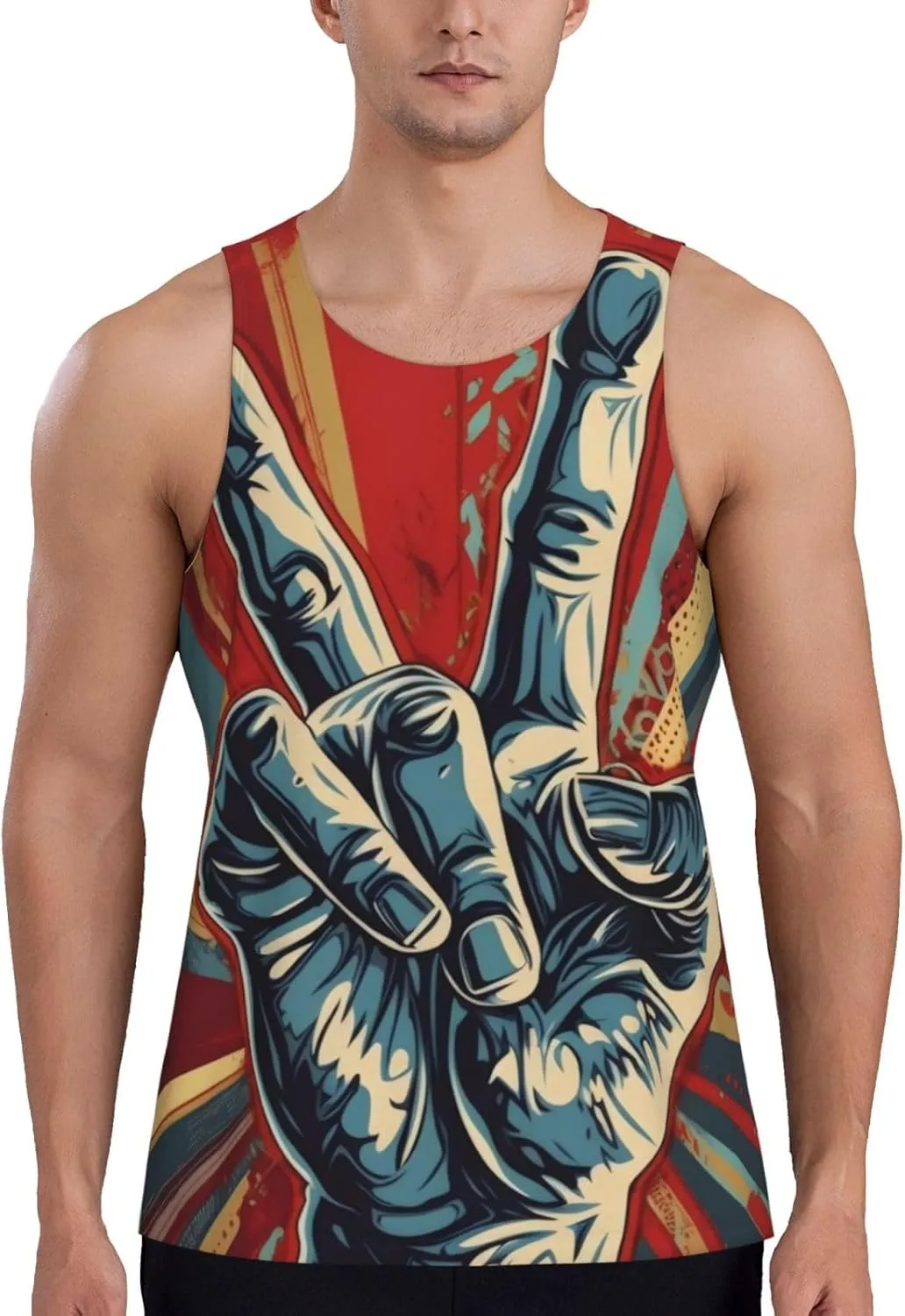 Mens Vests Gym Tank Tops Rock and Roll,Quick Dry Workout Bodybuilding Sleeveless T Shirts Running Vest