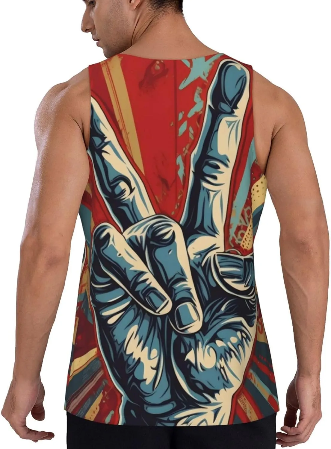 Mens Vests Gym Tank Tops Rock and Roll,Quick Dry Workout Bodybuilding Sleeveless T Shirts Running Vest