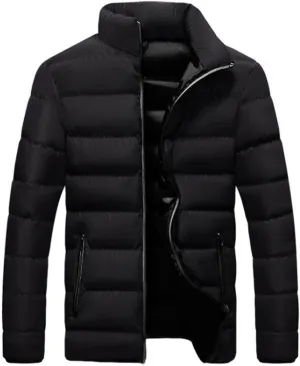 Mens Winter Puffer Jacket Full Zip Quilted Warm Packable Down Coats Lightweight Plus Size Puffy Stand Collar Jackets