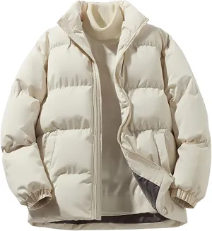 Men's Winter Puffer Jacket Thicken Cotton Down Coat Essentials Lightweight Jacket Travel Padded Jacket
