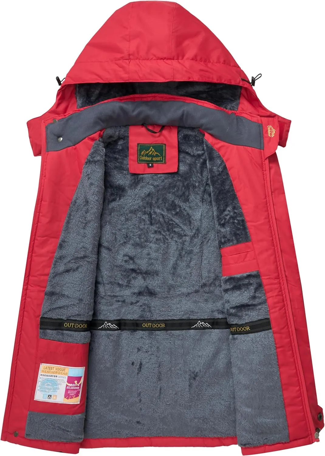 Men's Winter Ski Jacket Warm Waterproof Fleece Liner Snow Coat Hooded Windproof Mountain Raincoat