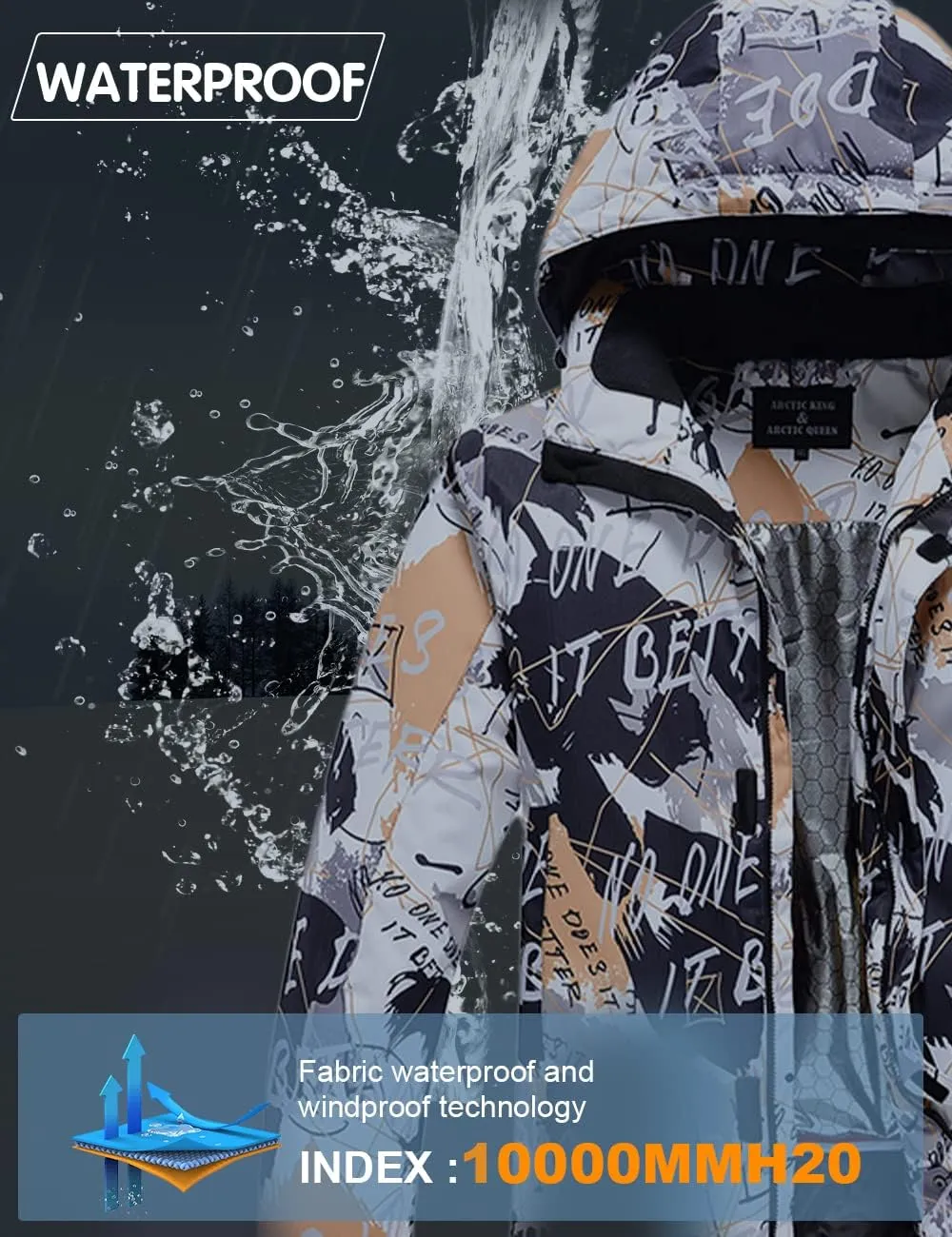 Mens Winter Ski Suit Two Piece Snow Suit Waterproof Ski Jacket and Pants Set Outdoor Snowboard Jacket