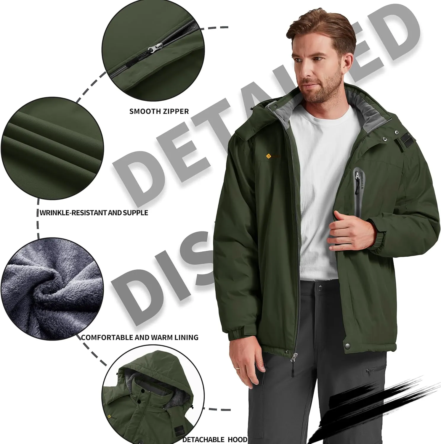 Men's Winter Skiing Jacket Waterproof Warm Snow Fleece LiningCoat Mountain Hooded Windproof Rain Jacket S-5XL