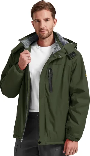 Men's Winter Skiing Jacket Waterproof Warm Snow Fleece LiningCoat Mountain Hooded Windproof Rain Jacket S-5XL