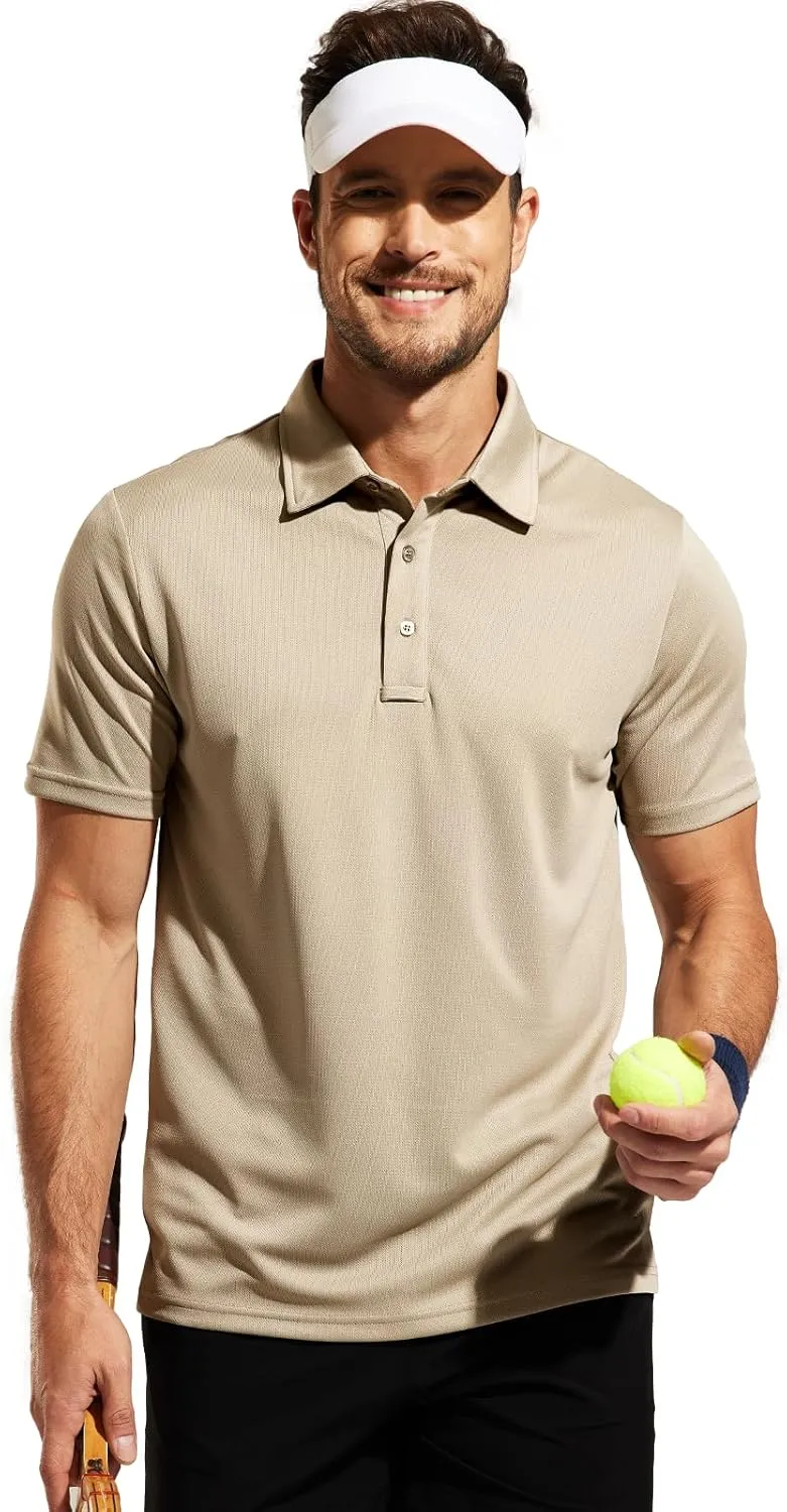 MIER Men's Quick Dry Polo Shirts Polyester Casual Collared Tennis Shirts, Moisture-Wicking, Short Sleeve