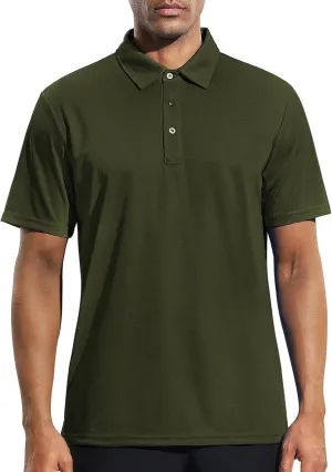 MIER Men's Quick Dry Polo Shirts Polyester Casual Collared Tennis Shirts, Moisture-Wicking, Short Sleeve