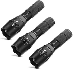 Military Grade Flashlight 2000 Lumen 5 Modes Water Resistant LED Flash Light (3-Pack)