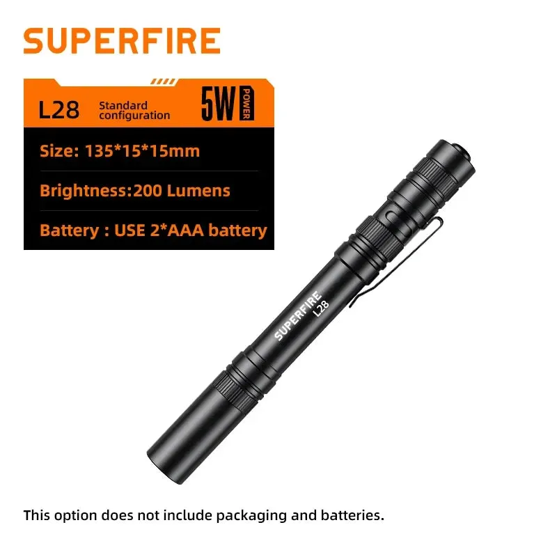 Mini LED Flashlight Pen Light with Clip, 160 Lumens, 5W Aluminum Alloy Torch for Outdoor Camping and Emergency