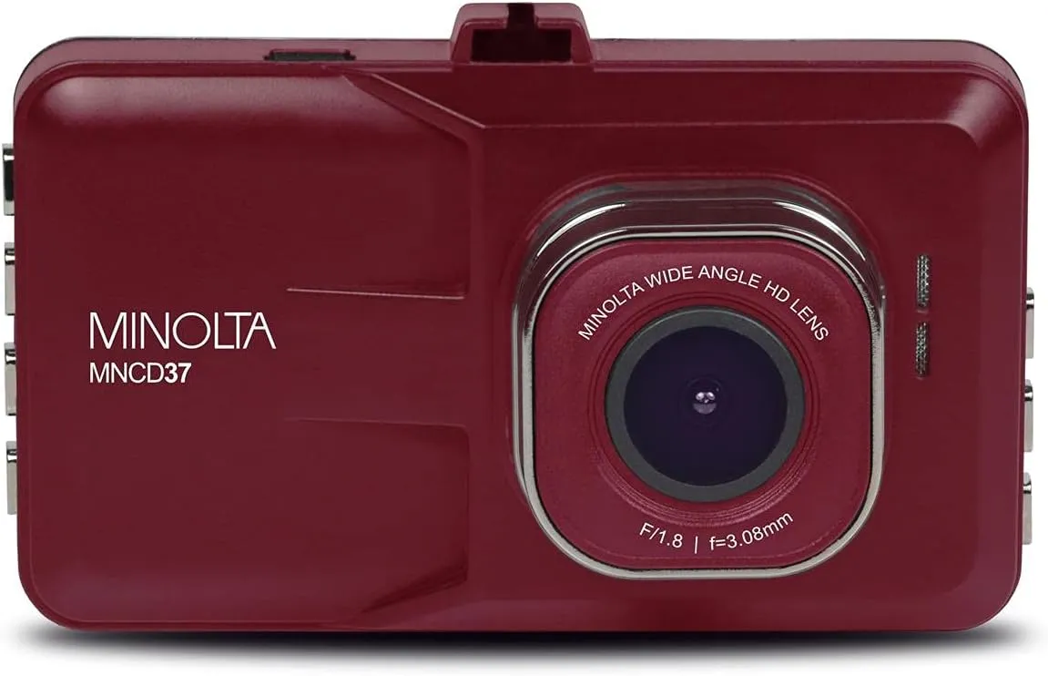 Minolta MNCD37 Full HD 1080P Wide Angle Car Dashboard Camera with G-Sensor, Loop Recording & 3" LCD Screen