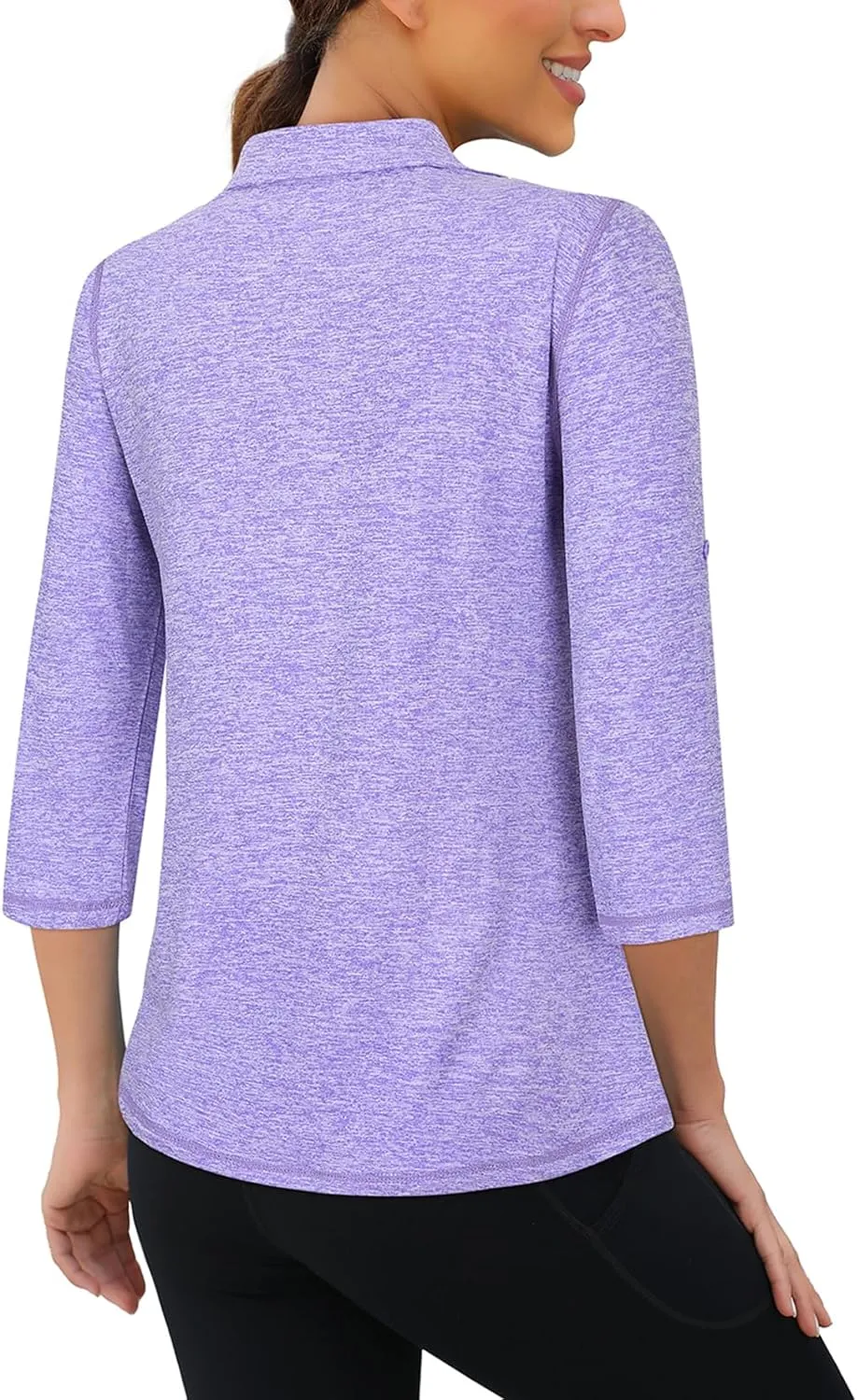 Misyula Style Womens Golf Shirt 3/4 Roll Sleeve Quarter Zip Dry Fit Tennis Shirts Athletic Tops S-2XL