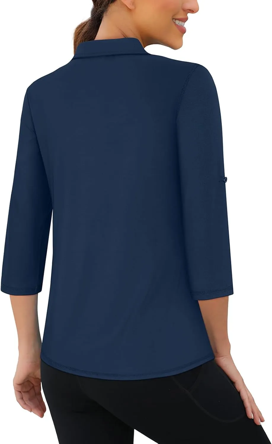 Misyula Style Womens Golf Shirt 3/4 Roll Sleeve Quarter Zip Dry Fit Tennis Shirts Athletic Tops S-2XL