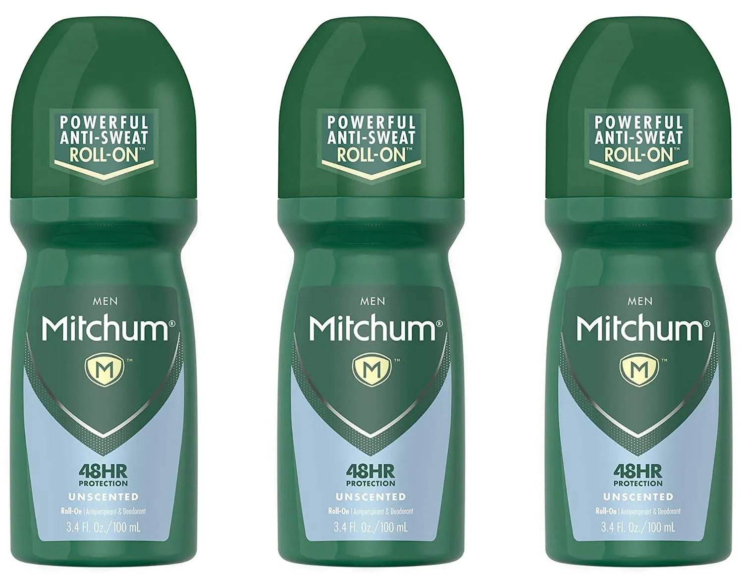Mitchum Roll-On Antiperspirant and Deodorant for Men, Unscented, 3.4 Fluid Ounce?(Pack of 3)